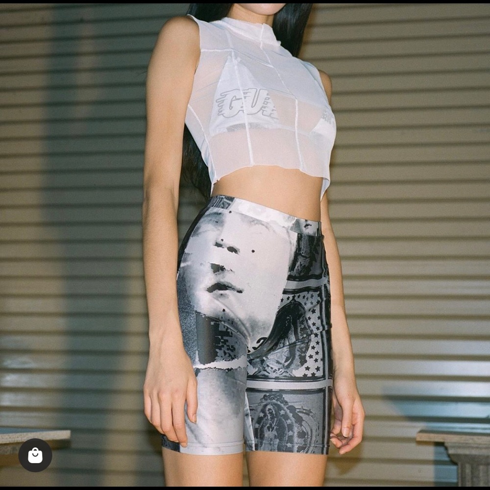 Danielle Guizio Roman Collage Bicycle Shorts